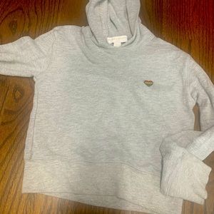 Spiritual Gangster cropped gray hoodie with heart logo. Girls size 8 /XS